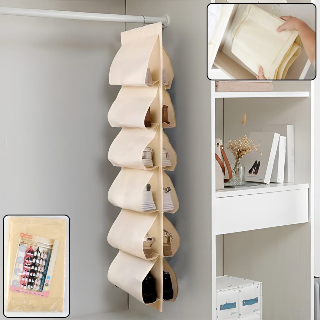 12-Pocket Hanging Shoe Organizer – Space-Saving Durable Storage