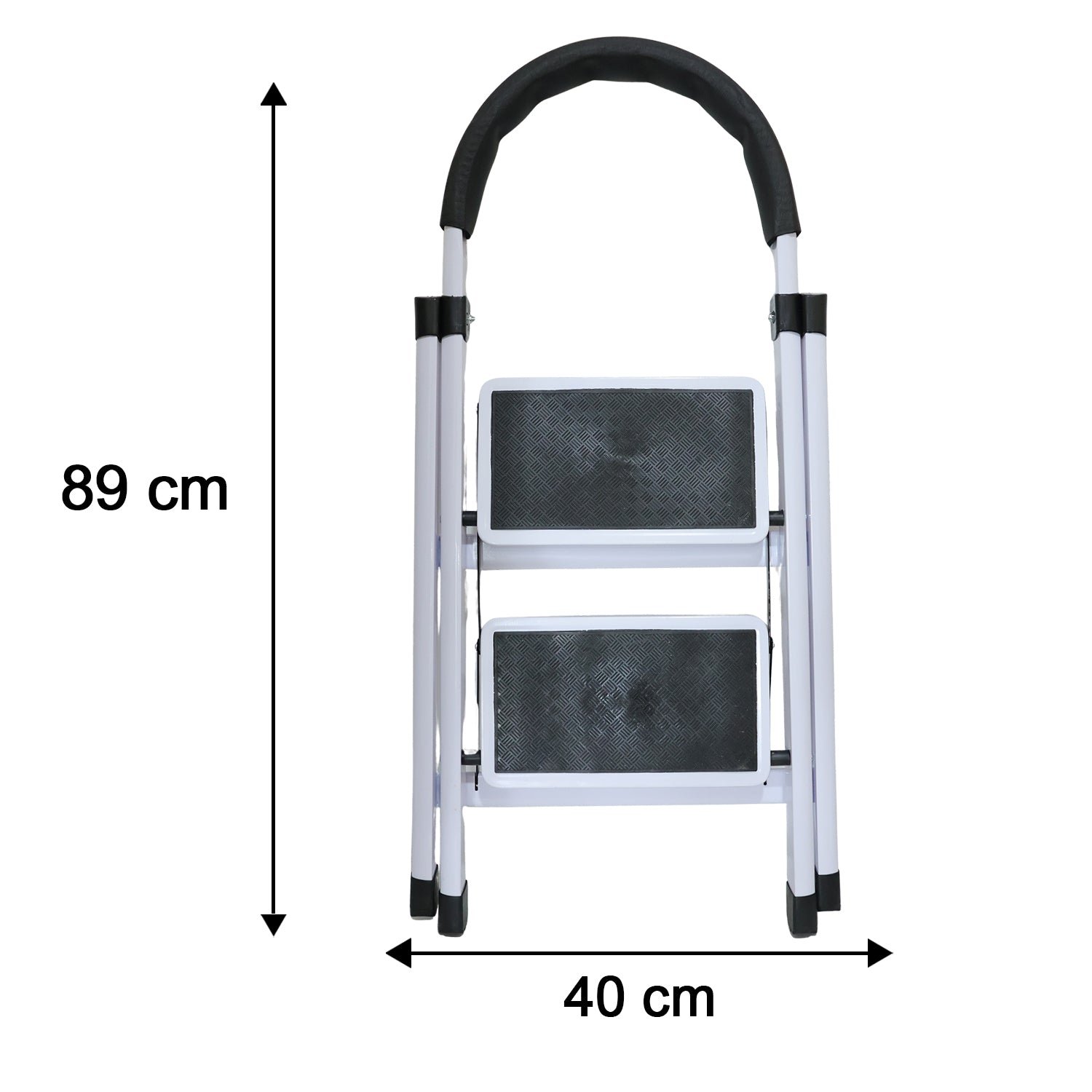 2 Step Folding Ladder with Padded Handrail Anti Slip Steel Step Stool (1 Pc) - Image 6