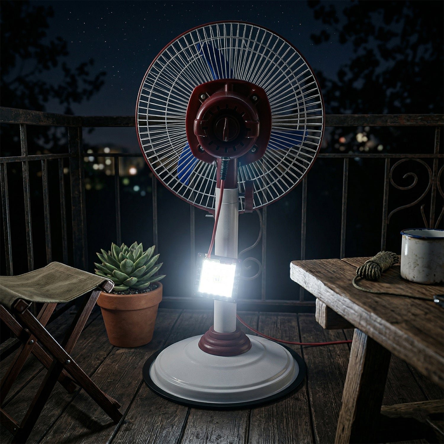Pedestal Fan – Adjustable Height with LED Light & Rechargeable Power - Image 5