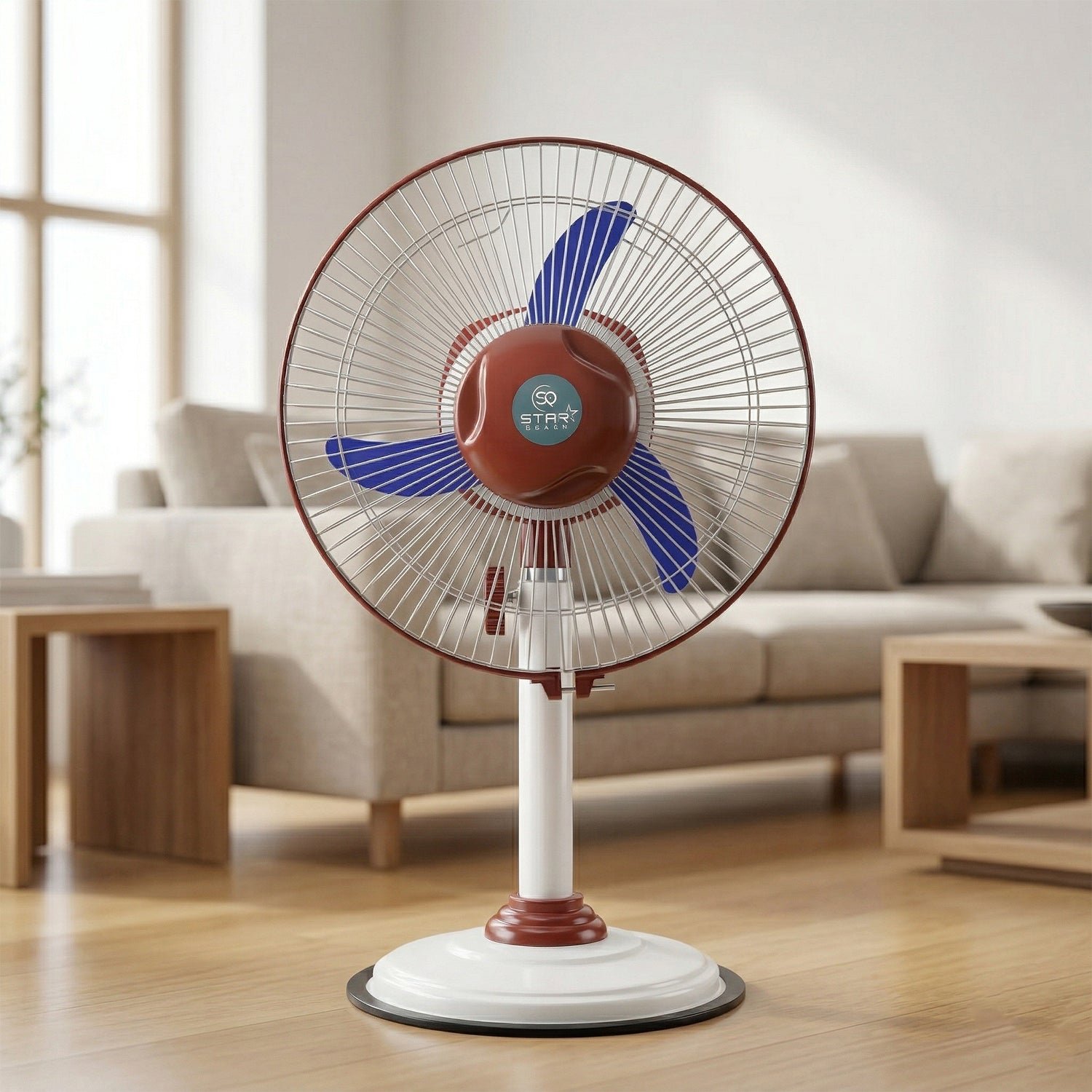 Pedestal Fan – Adjustable Height with LED Light & Rechargeable Power - Image 3