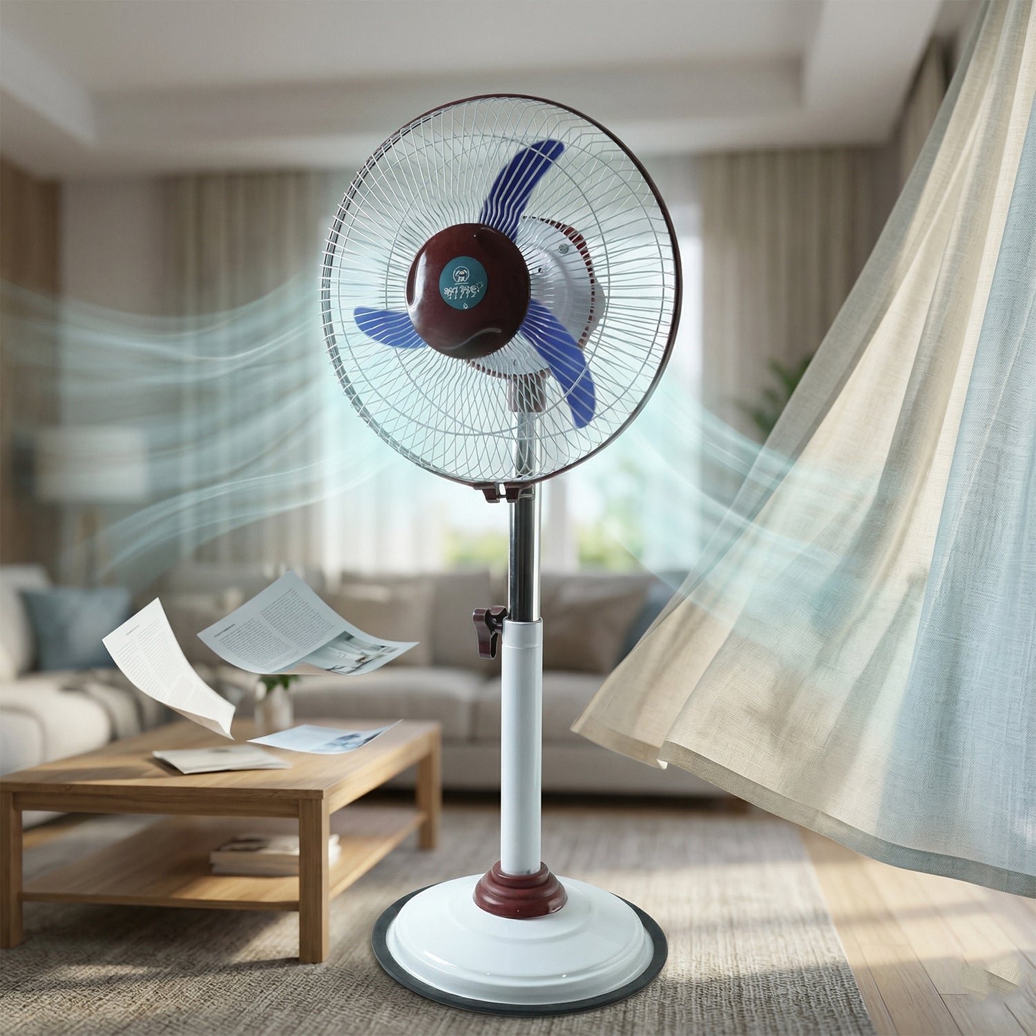Pedestal Fan – Adjustable Height with LED Light & Rechargeable Power - Image 6