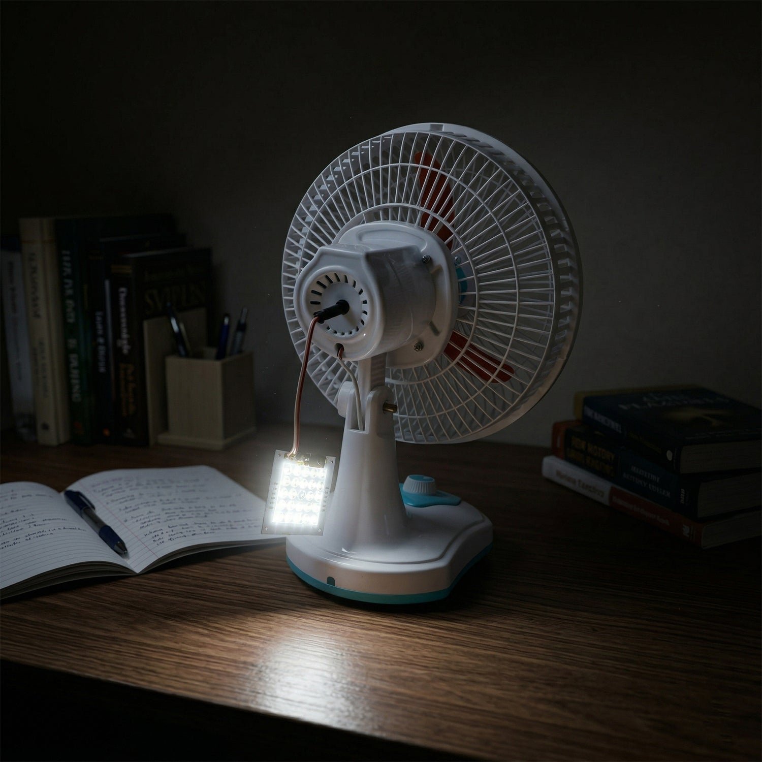 Rechargeable Table Fan – Portable with LED Light & Dual Power - Image 5