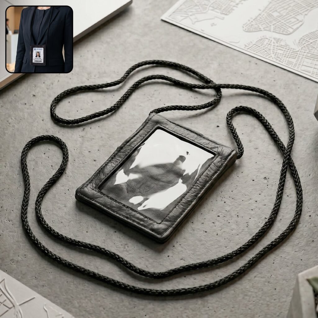 Leather Neck Wallet – Convenient ID & Card Holder with Lanyard