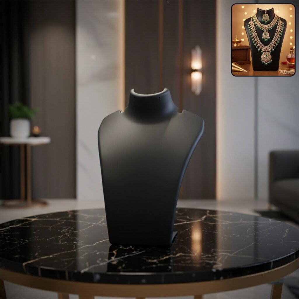 Necklace Display Stand – Premium Black Mannequin Bust 15x11 cm