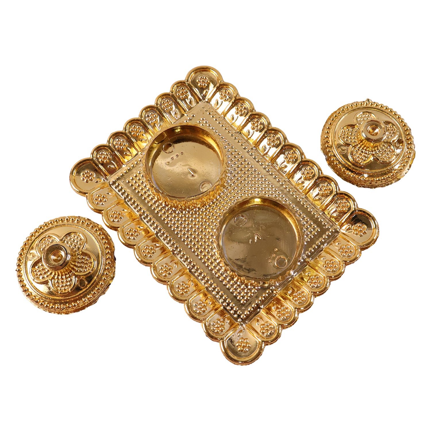 Kumkum Holder – Elegant Golden Floral Pooja Accessories - Image 5