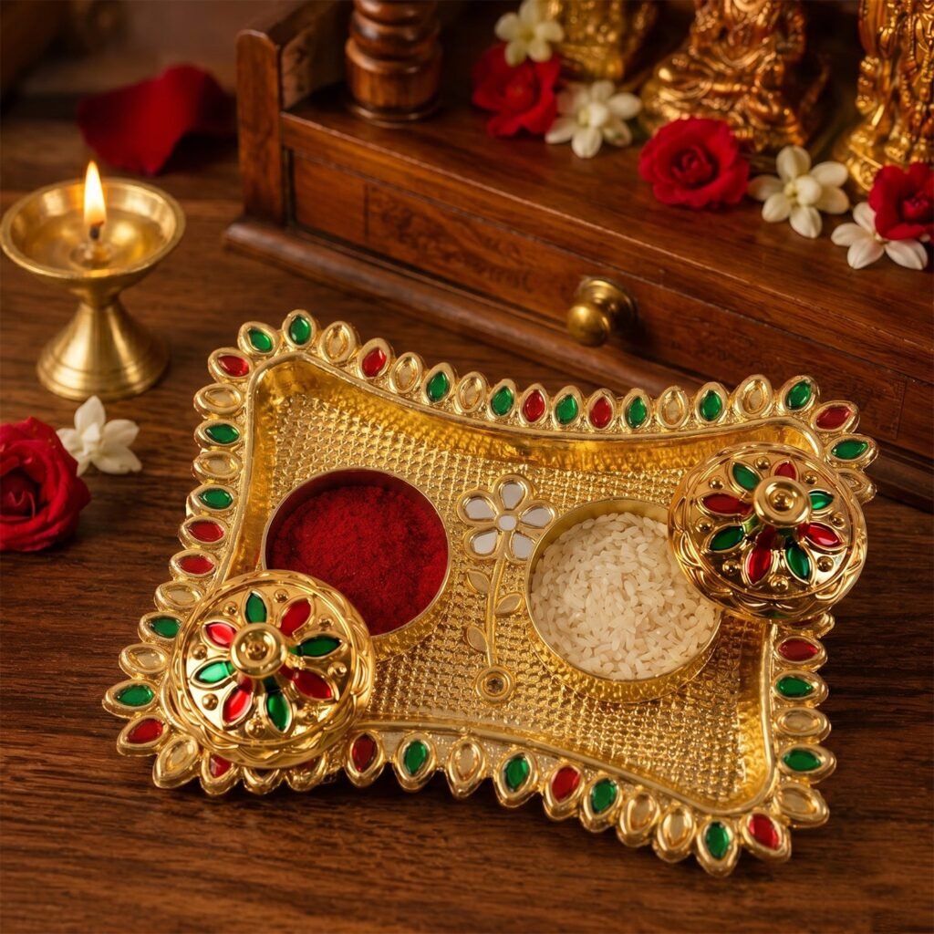 Kumkum Holder – Elegant Meenakari Floral Design for Pooja