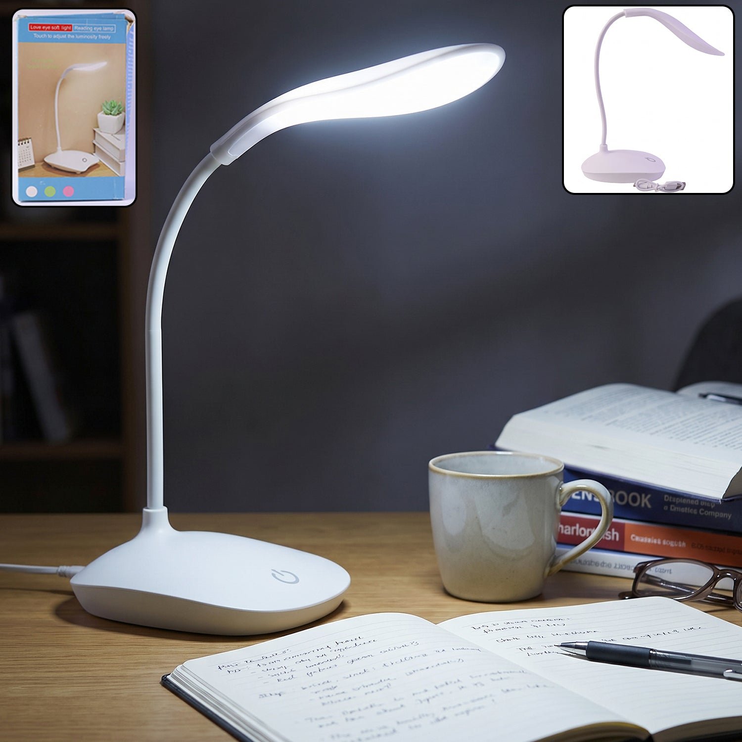 LED Desk Table Lamp Flexible Touch Dimmer Eye Care Reading Study Li...