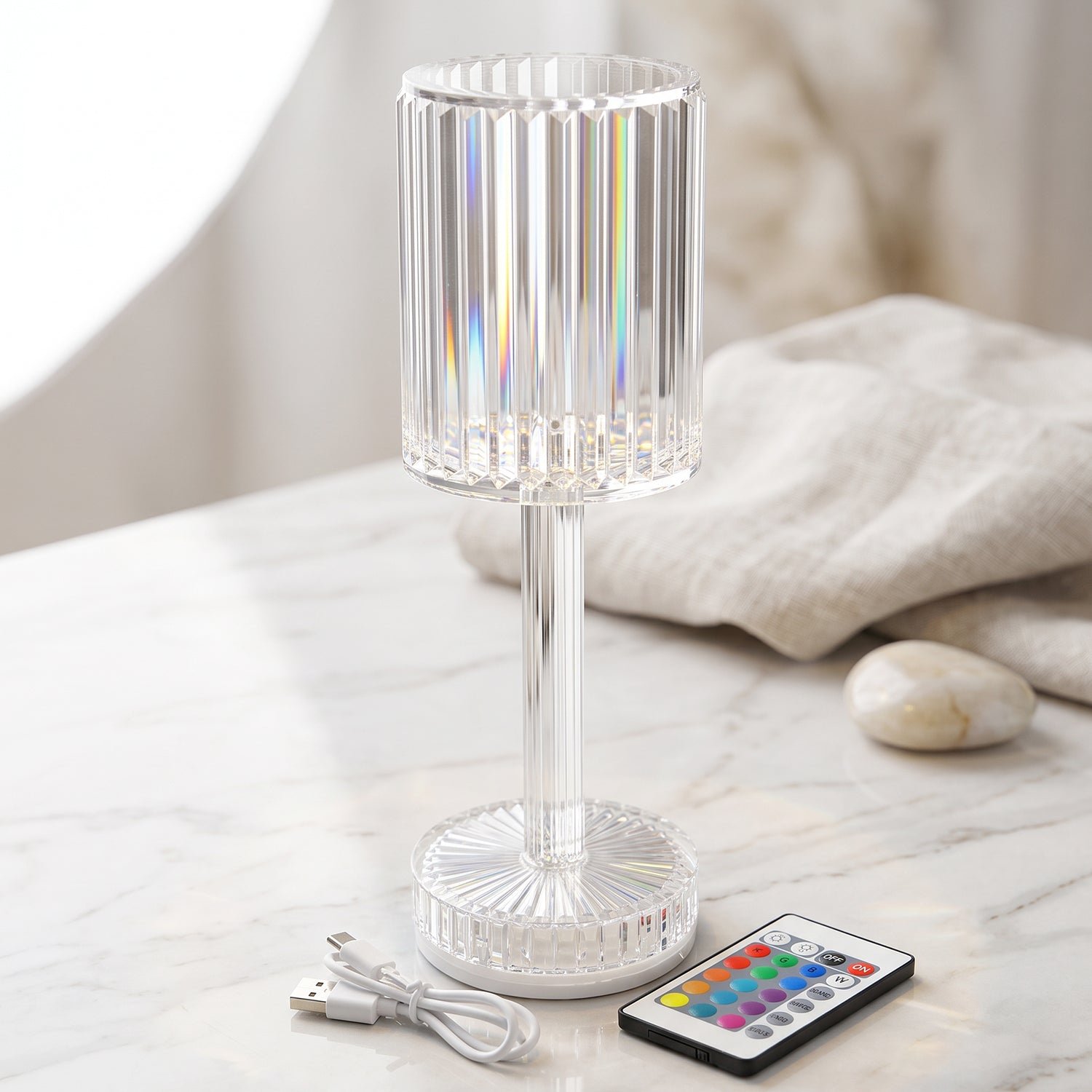 Touch Control RGB Crystal LED Table Lamp with Remote Control (1 Set) - Image 3