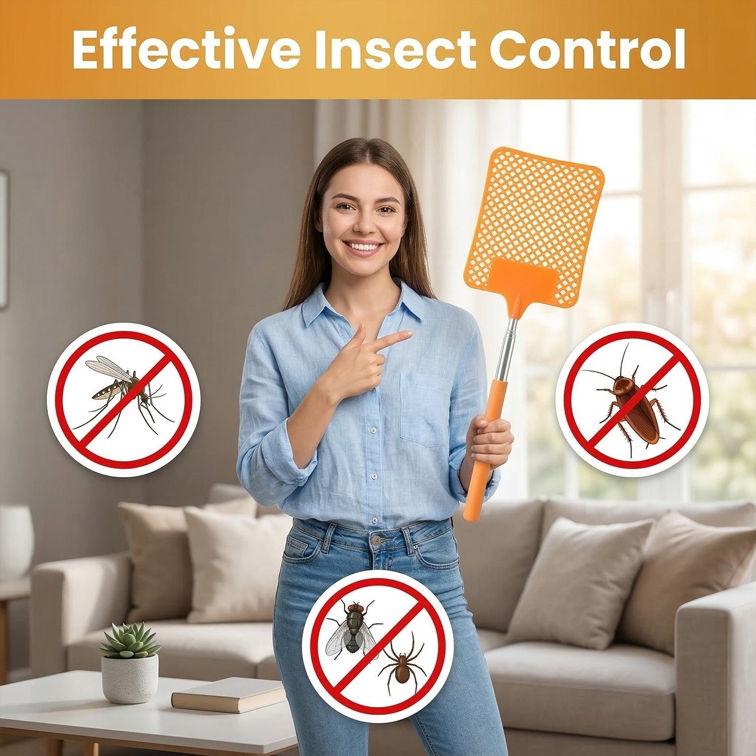Plastic Fly Swatter – Long Reach Insect Control Tool for Home & Outdoors - Image 3