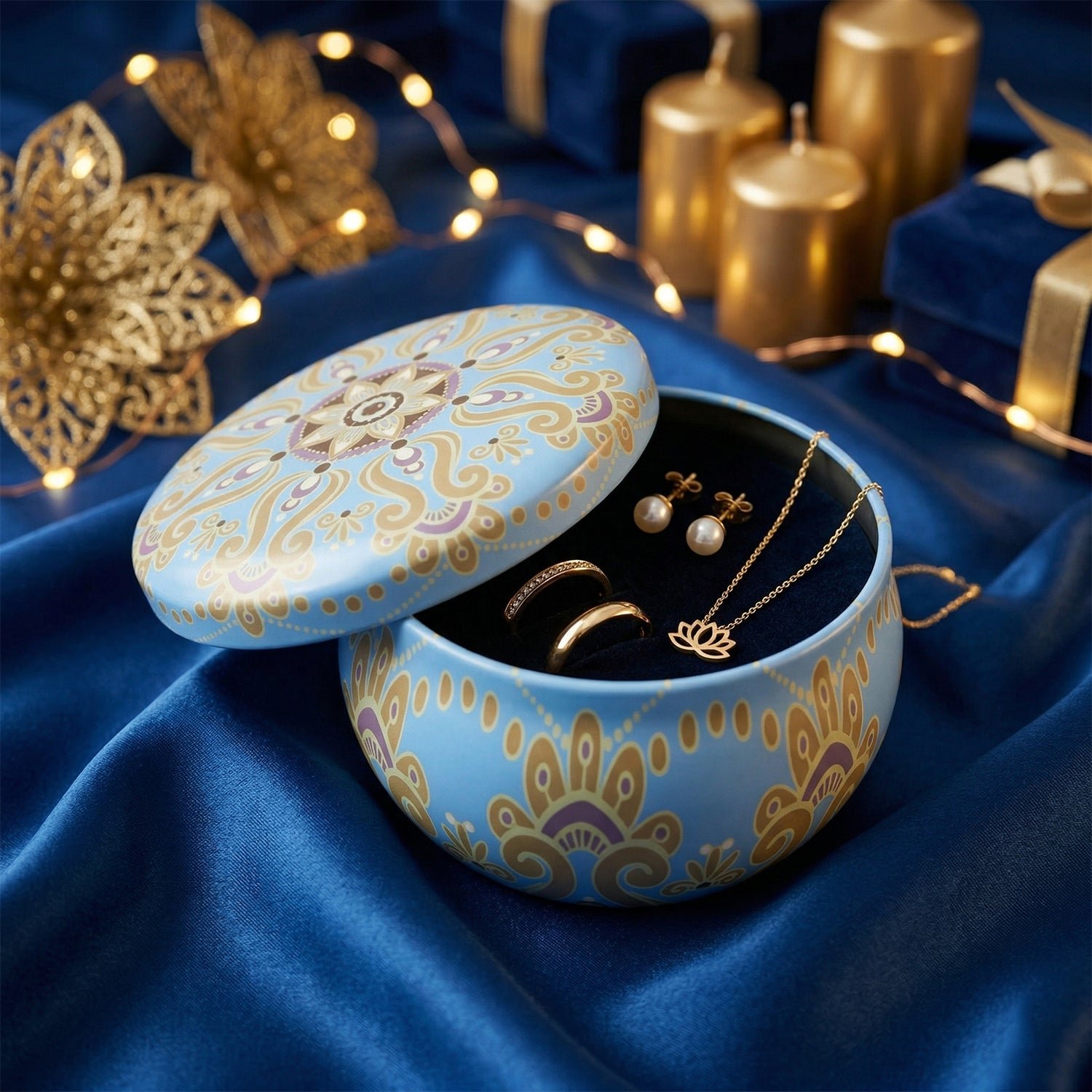 Mandala Metal Candle Container – Reusable & Vibrant Decor - Image 3
