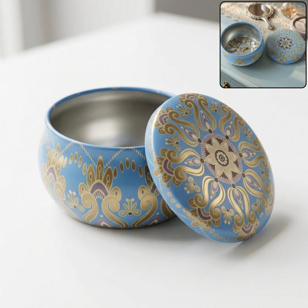 Mandala Metal Candle Container – Reusable & Vibrant Decor
