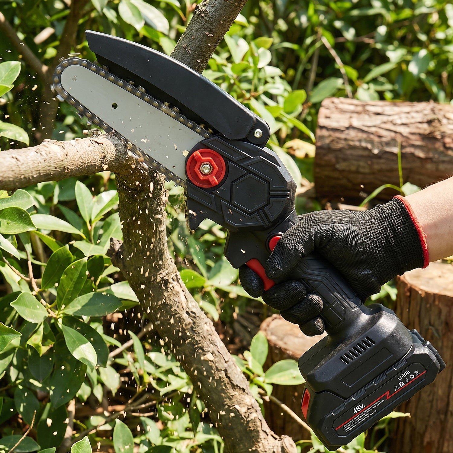 Mini Electric Cordless Chainsaw with 48V Battery for Wood Cutting (1 Set) - Image 4
