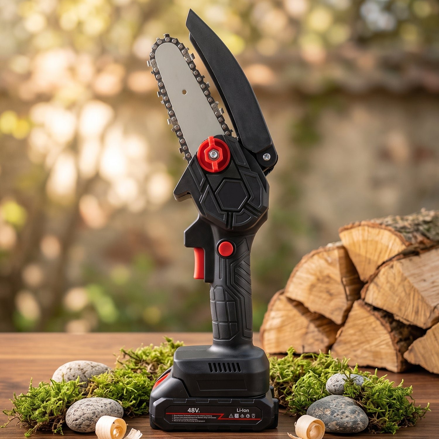 Mini Electric Cordless Chainsaw with 48V Battery for Wood Cutting (1 Set) - Image 3