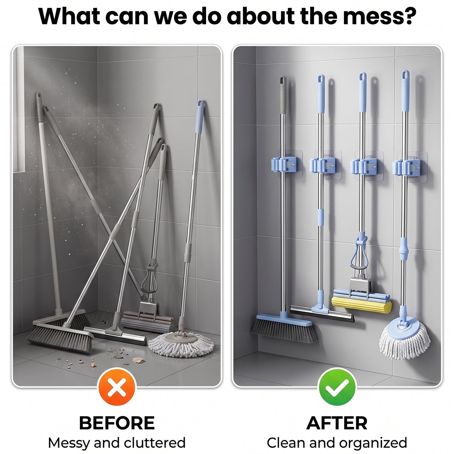 Self-Adhesive Broom Mop Holder – No-Drill Wall Organizer - Image 3