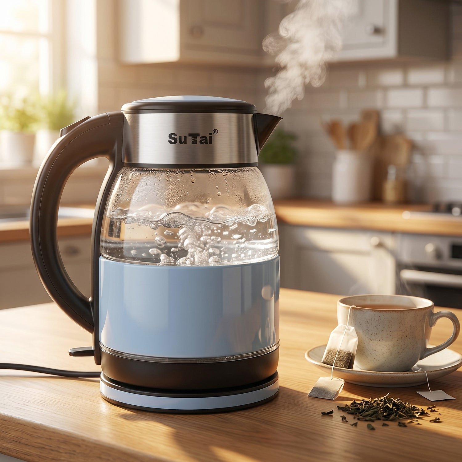 Suta Electric Glass Kettle 2 Litre Stainless Steel Hot Water Boiler for Tea (1 Pc) - Image 4