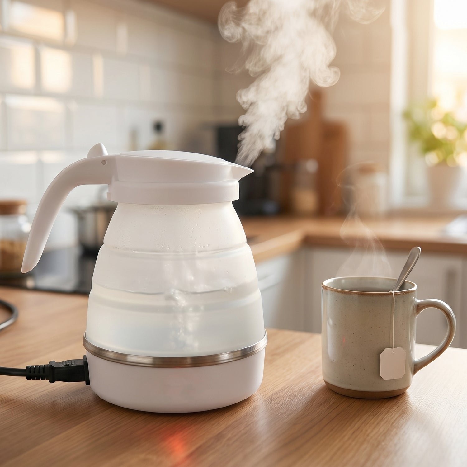 Collapsible Travel Electric Kettle 600ml Foldable Silicone Water Boiler (1 Pc) - Image 3