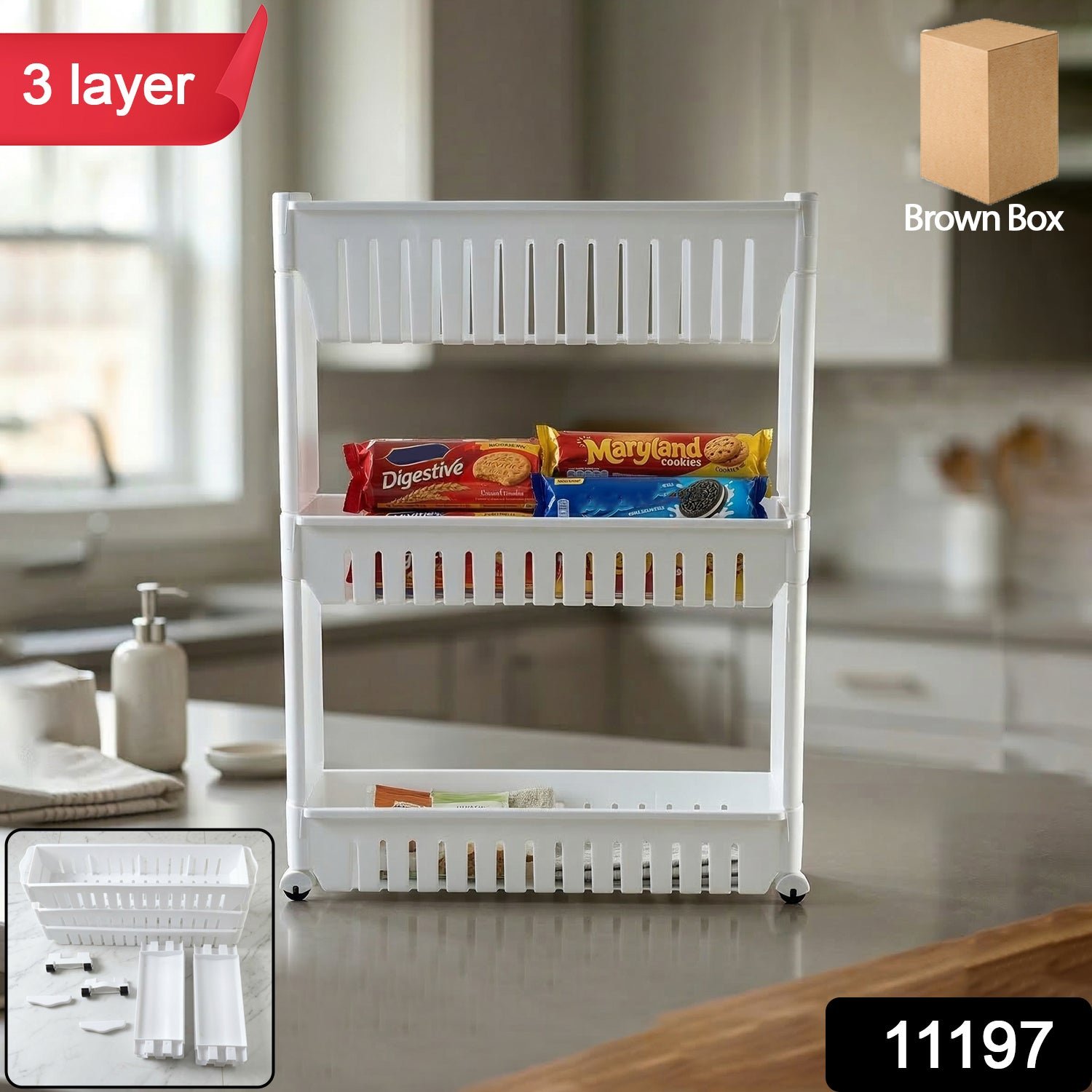 Kitchen Storage Rack – Durable 3-Layer Organizer for Countertops - Image 2