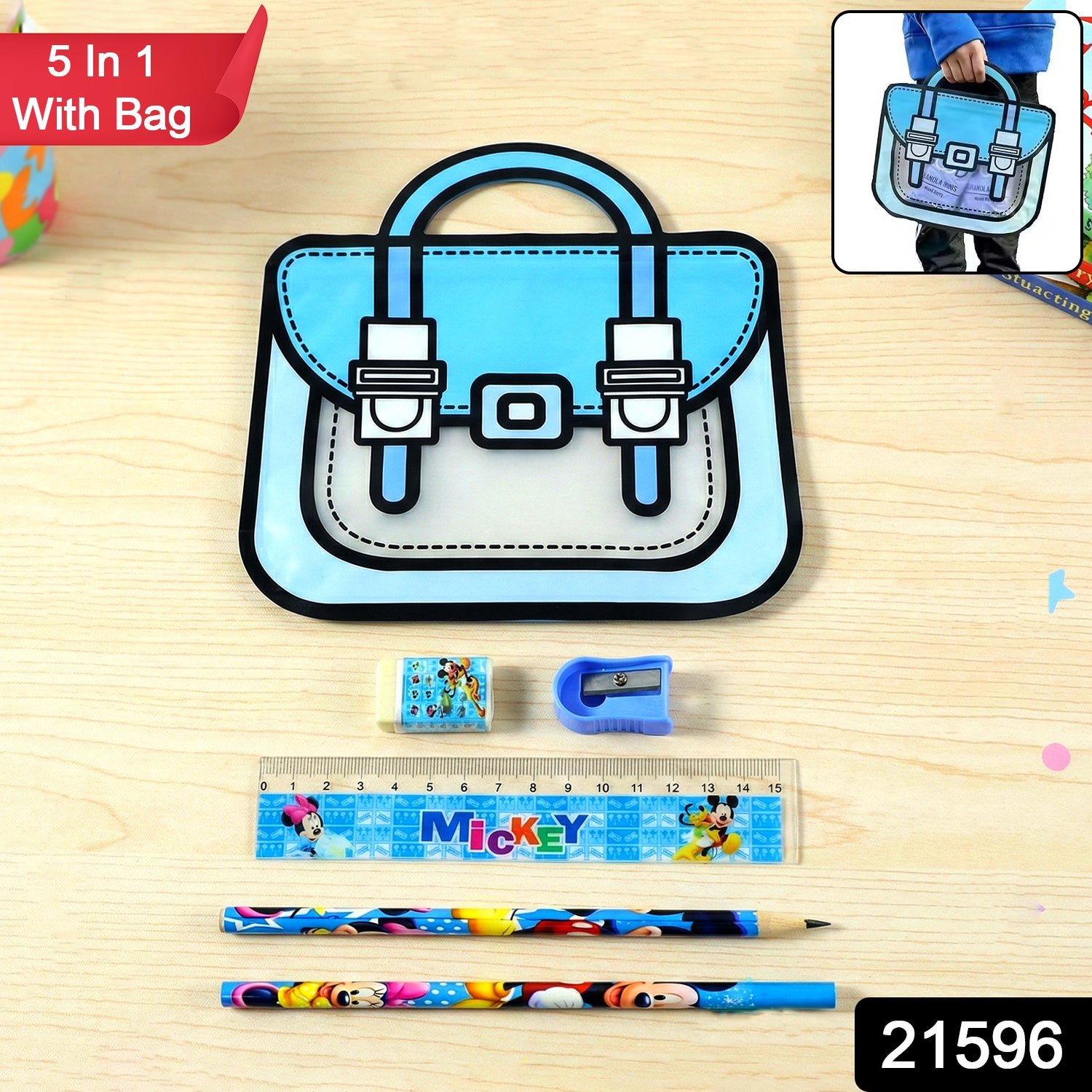 Kids Stationery Kit – 5 in 1 Cartoon Style Carry Bag - Image 2