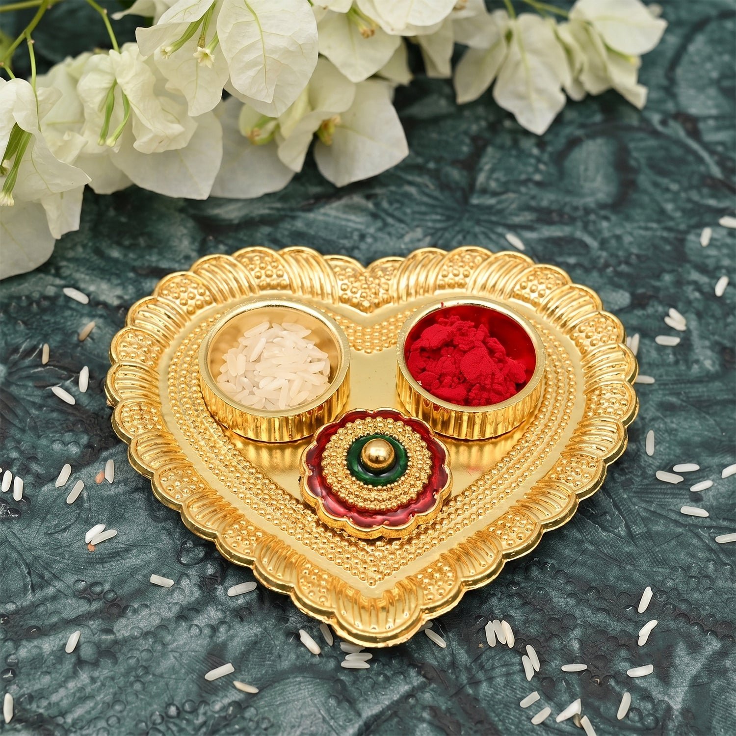 Heart Shape Kumkum Holder – Elegant Pooja Accessory for Festivals - Image 3