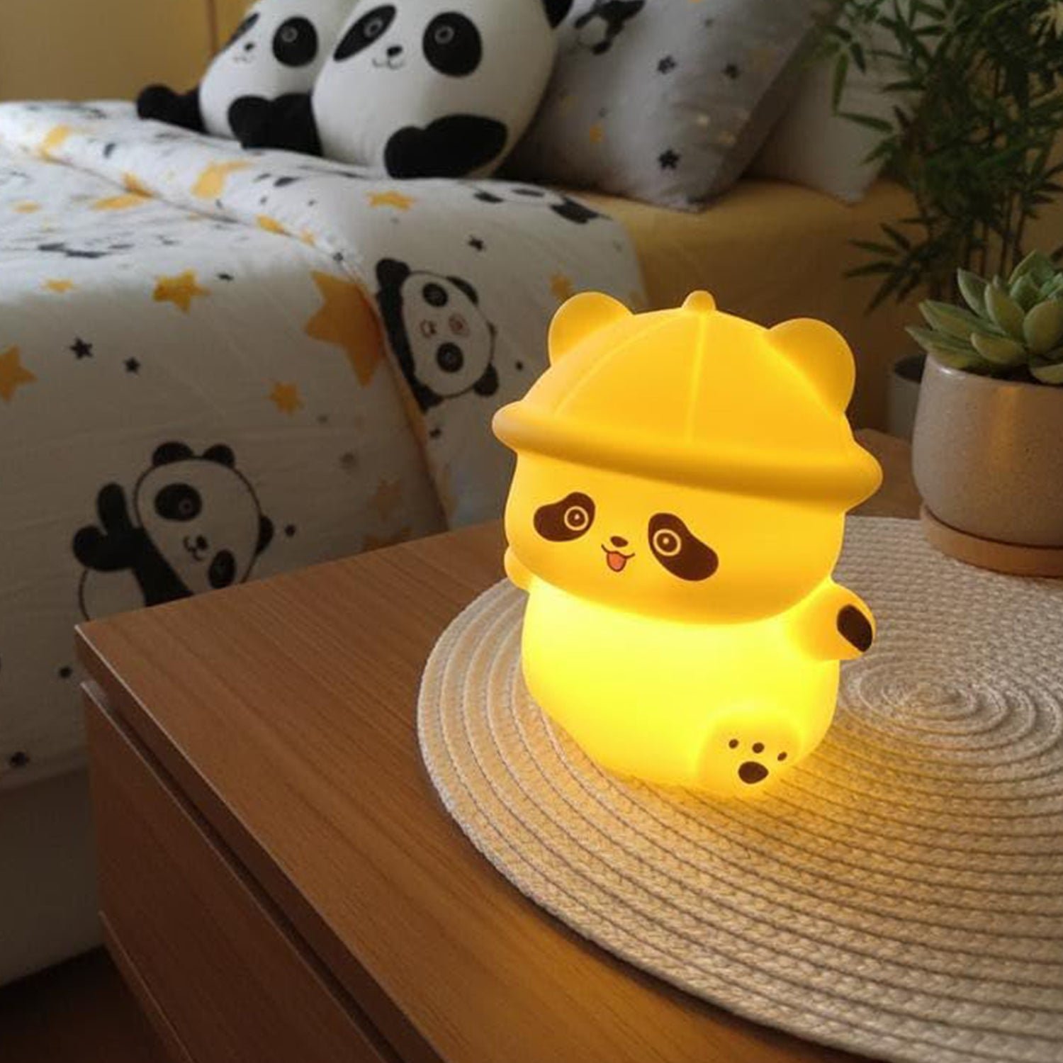 Panda with Hat LED Night Light, Cute Silicone Bedside Lamp for Kids (1 Pc) - Image 4