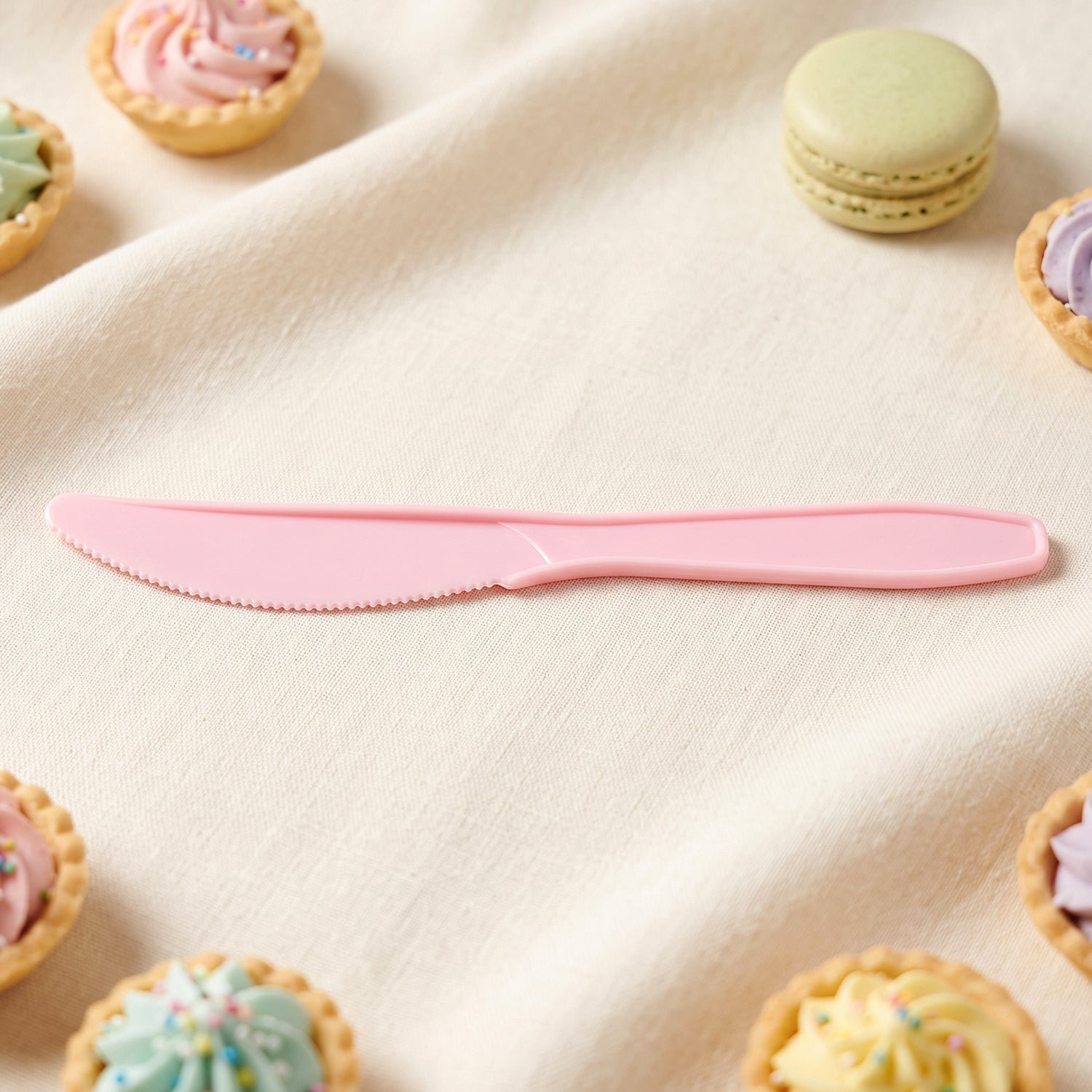 Reusable Multicolor Plastic Dessert Knife Set for Parties (24 Pc Set) - Image 4