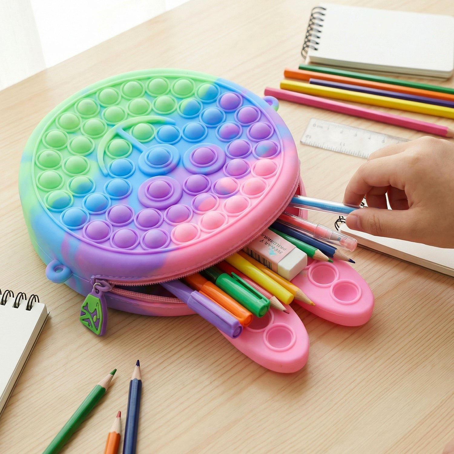 Cute Caterpillar Shape Pop It Pencil Pouch – Colorful & Stress-Relief - Image 4