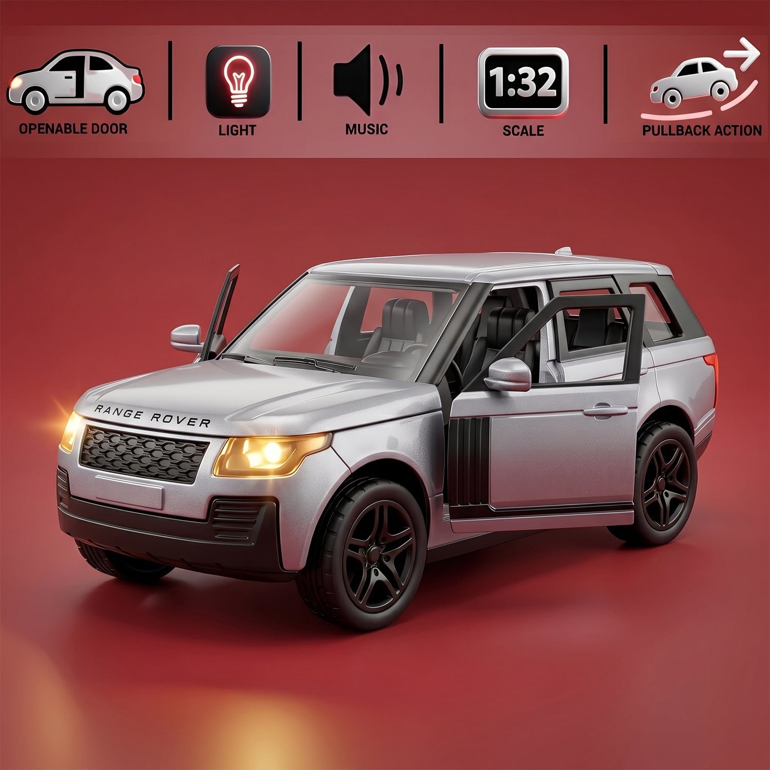 Light and Sound Metal Pull Back Car Toy, Die Cast SUV Model for Kids (1 Pc) - Image 5