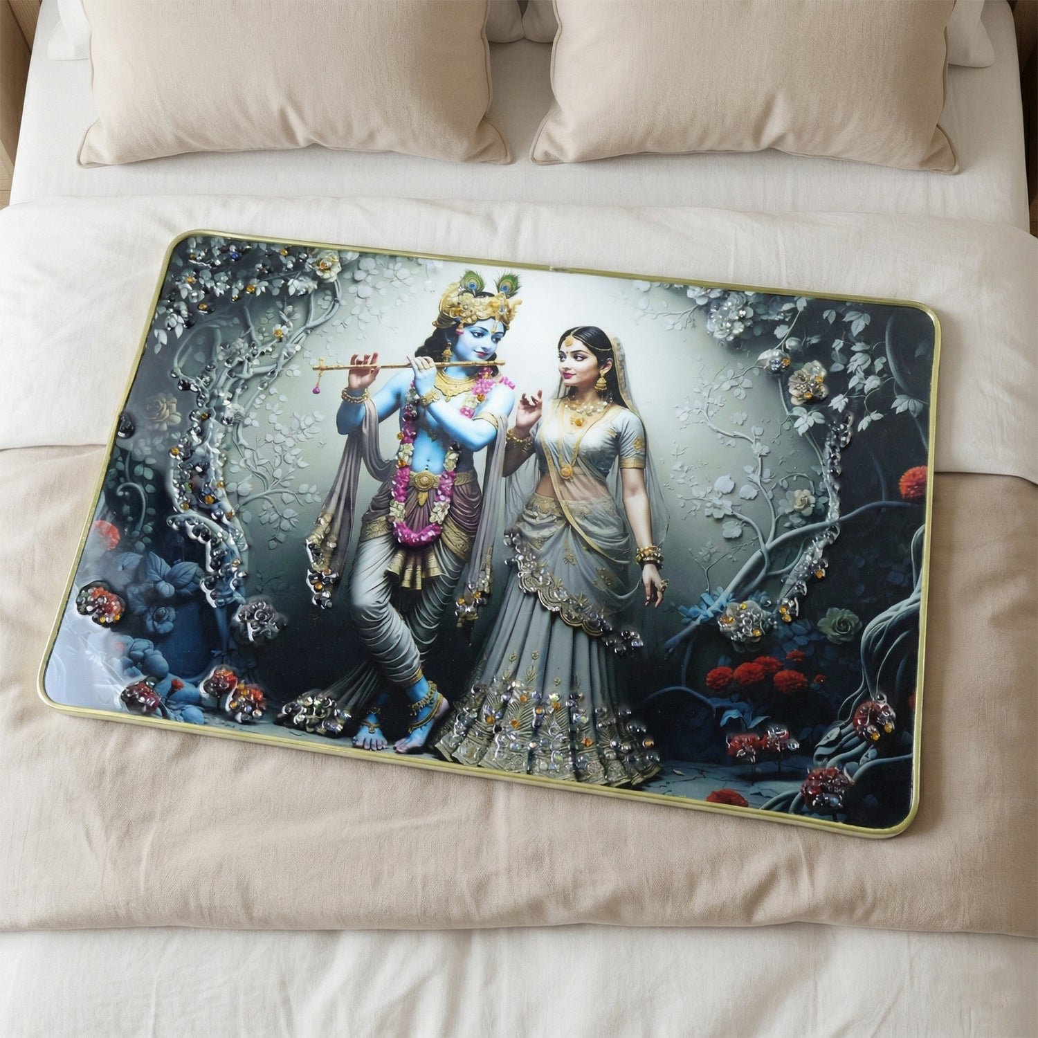 Radha Krishna Wall Frame – Elegant Spiritual Home Decor - Image 5