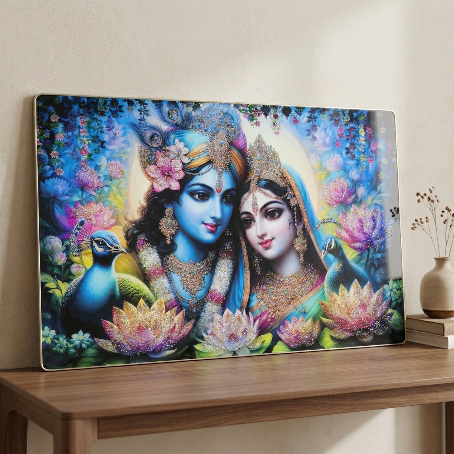 Radha Krishna Wall Frame – Vibrant Spiritual Artwork for Home - Image 5