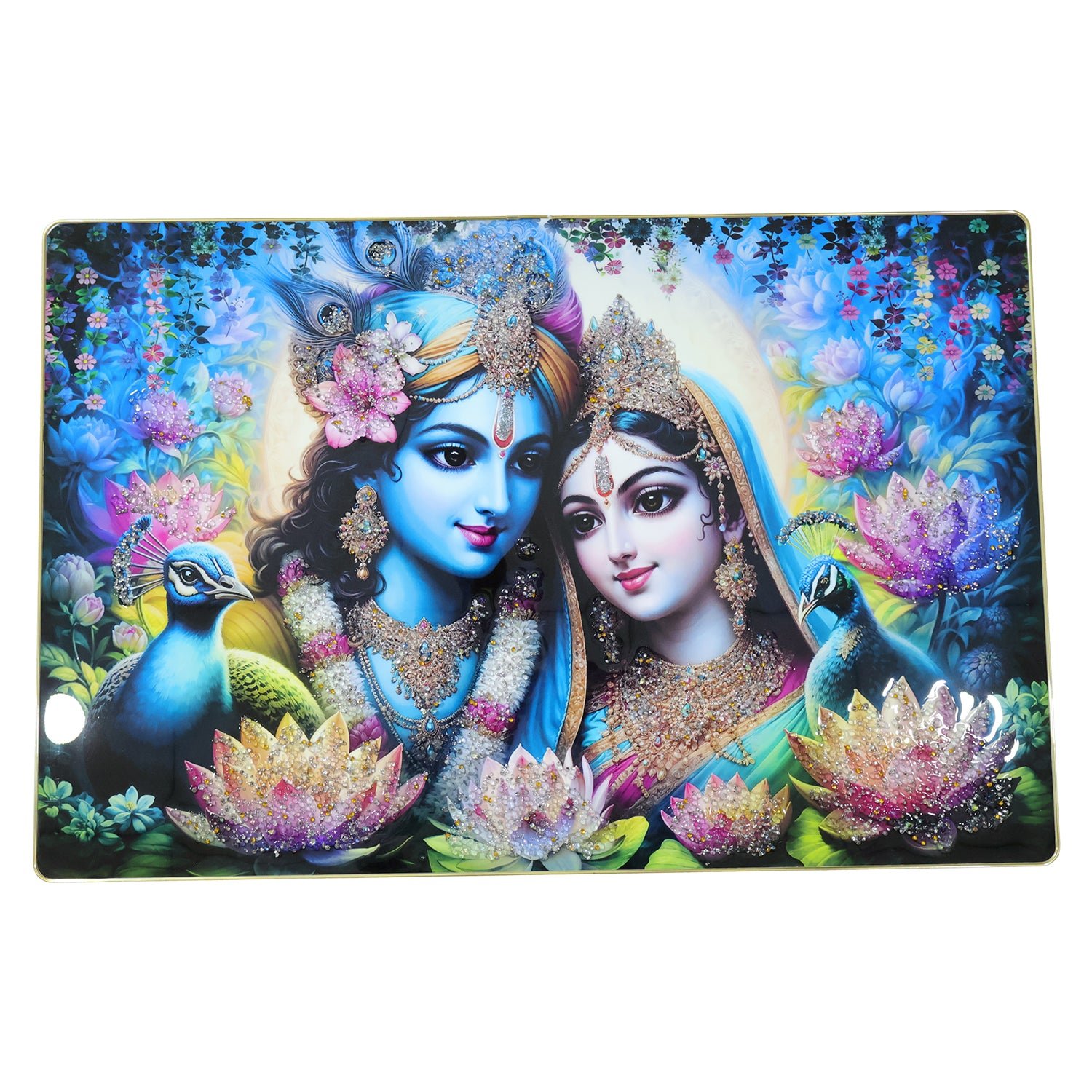 Radha Krishna Wall Frame – Vibrant Spiritual Artwork for Home - Image 4