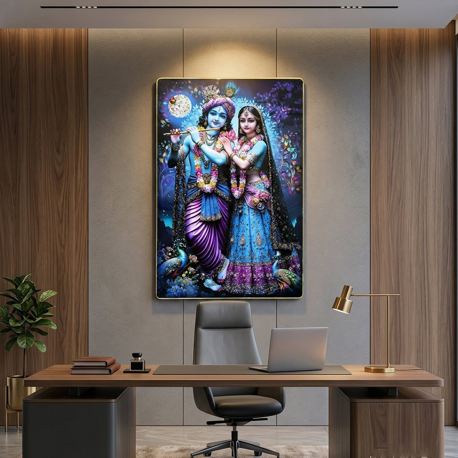Radha Krishna Wall Frame – Large Artistic Decor for Devotees - Image 5