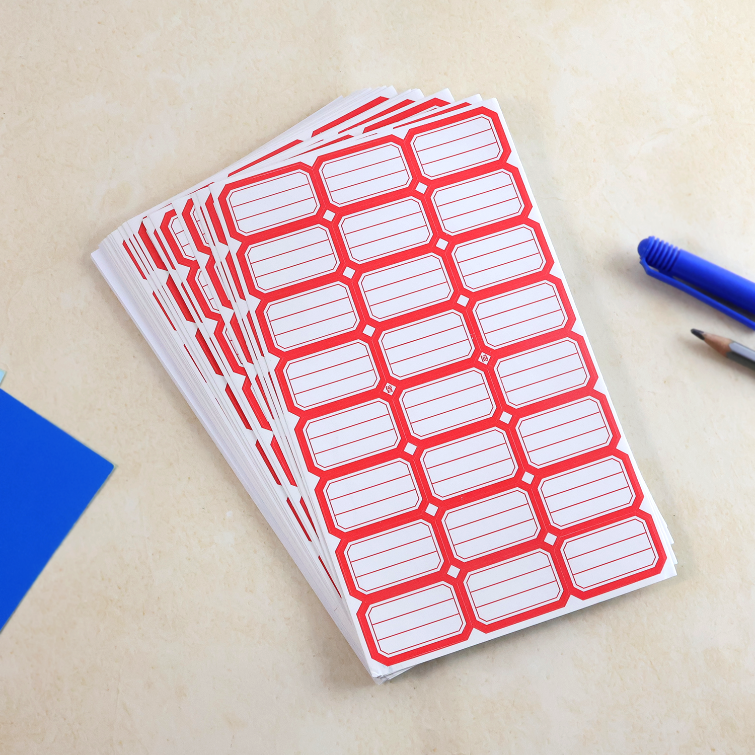 Self-Adhesive Label Stickers – 50 Red & White Sheets for Easy Organization - Image 2
