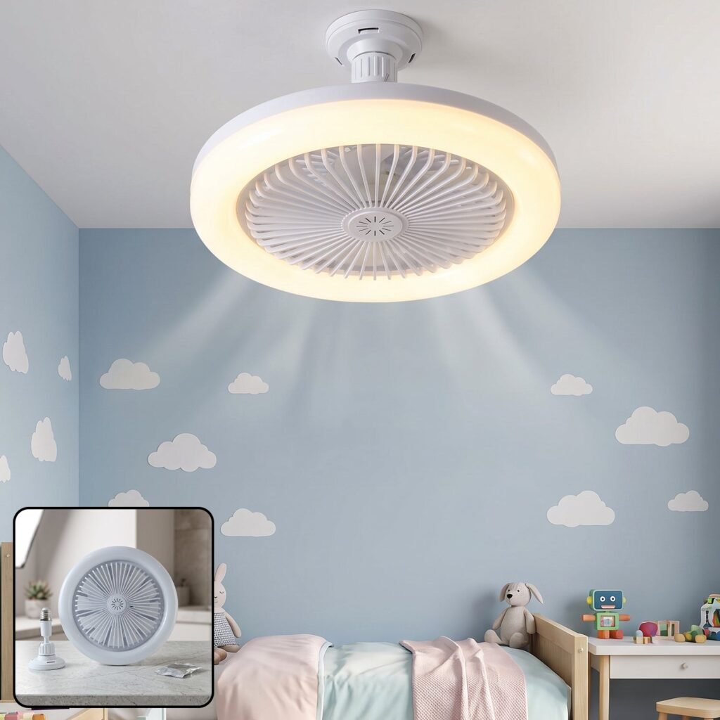 2 In 1 LED Ceiling Fan with Light for Bedroom Living Room E27 Base (1 Set)