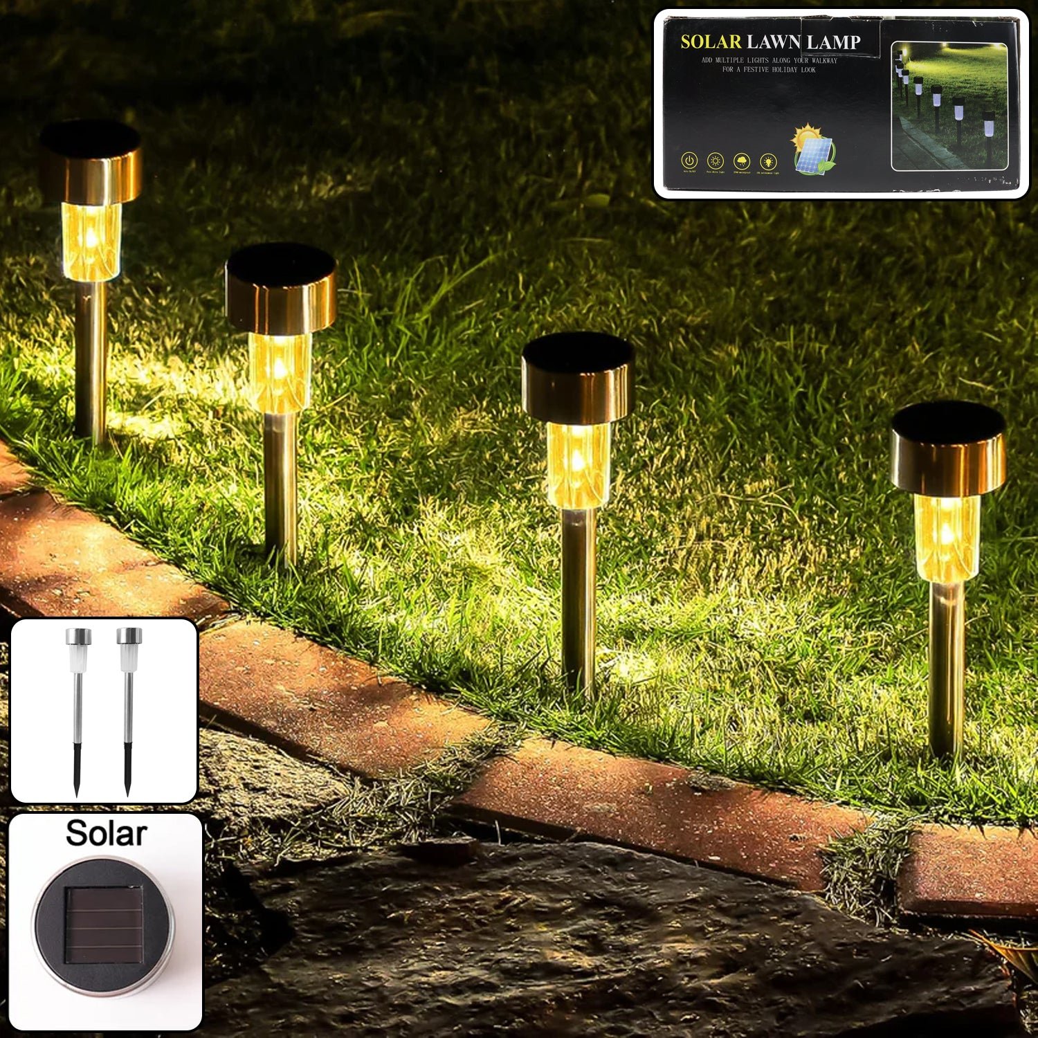 Solar Lawn Lamp Set – Eco-Friendly Stainless Steel Outdoor Lights - Image 2