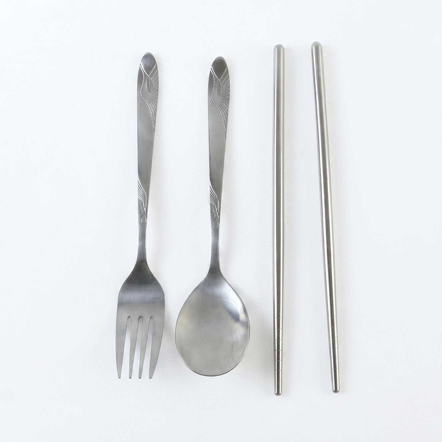 Portable Stainless Steel Cutlery Set Fork Spoon Chopsticks Pouch (4 Pc Set) - Image 5