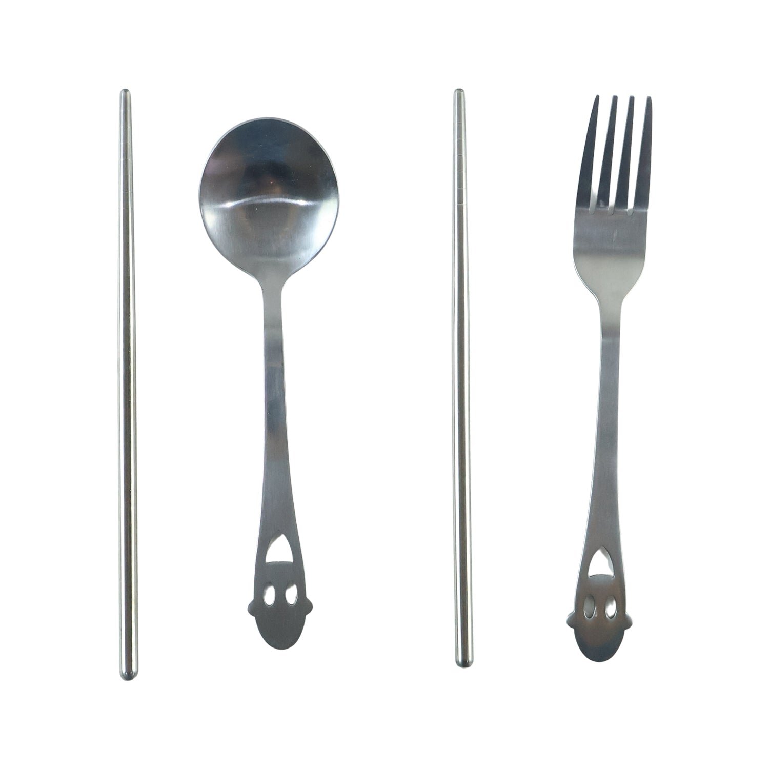 Stainless Steel Portable Cutlery Set Spoon Fork Chopsticks with Pouch (4 Pc Set) - Image 5