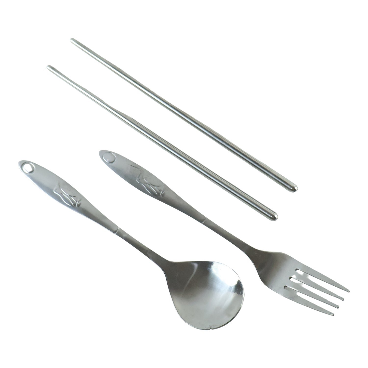 Portable Stainless Steel Cutlery Set Spoon Fork Chopsticks with Pouch (4 Pc Set) - Image 5