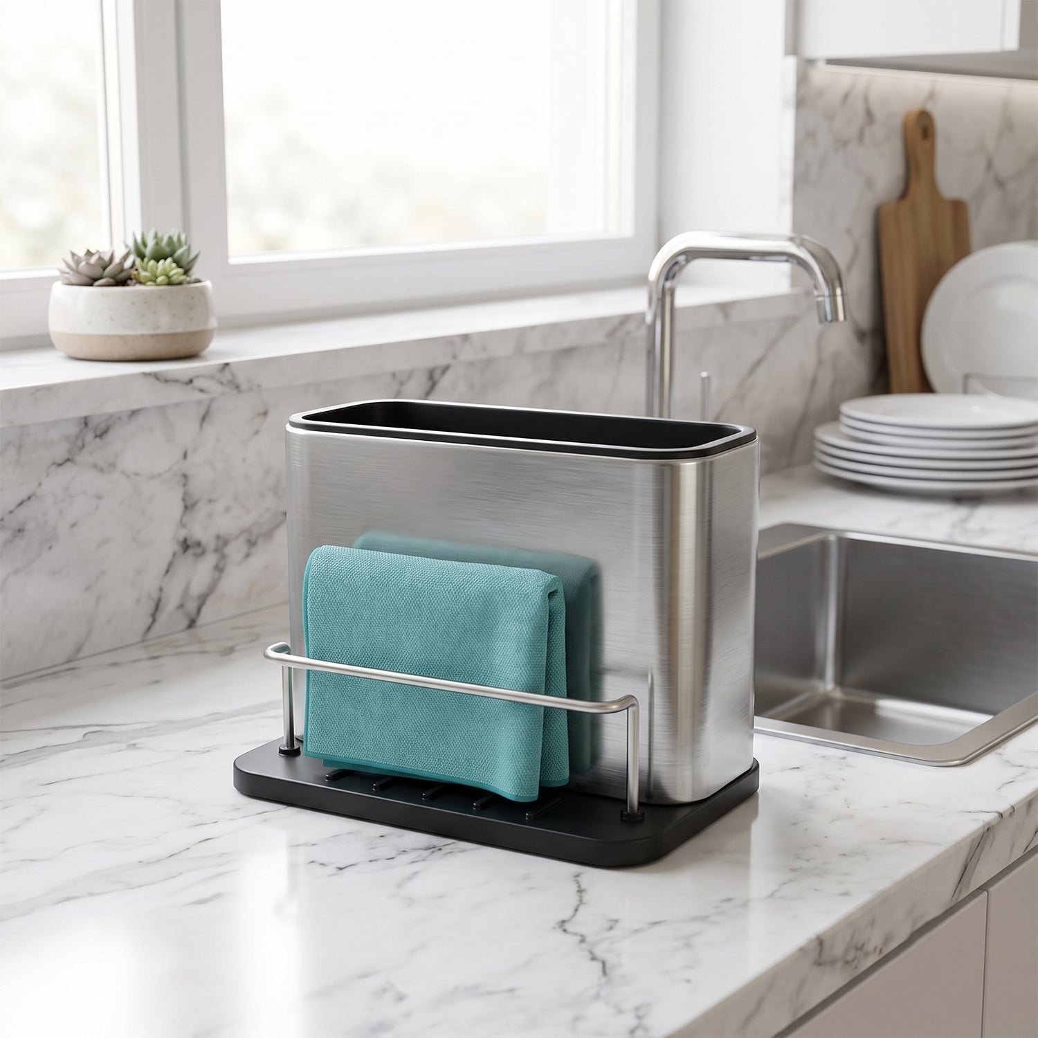 Stainless Steel Sink Caddy Organizer Rack Holder Kitchen Sponge Stand (1 Pc) - Image 3