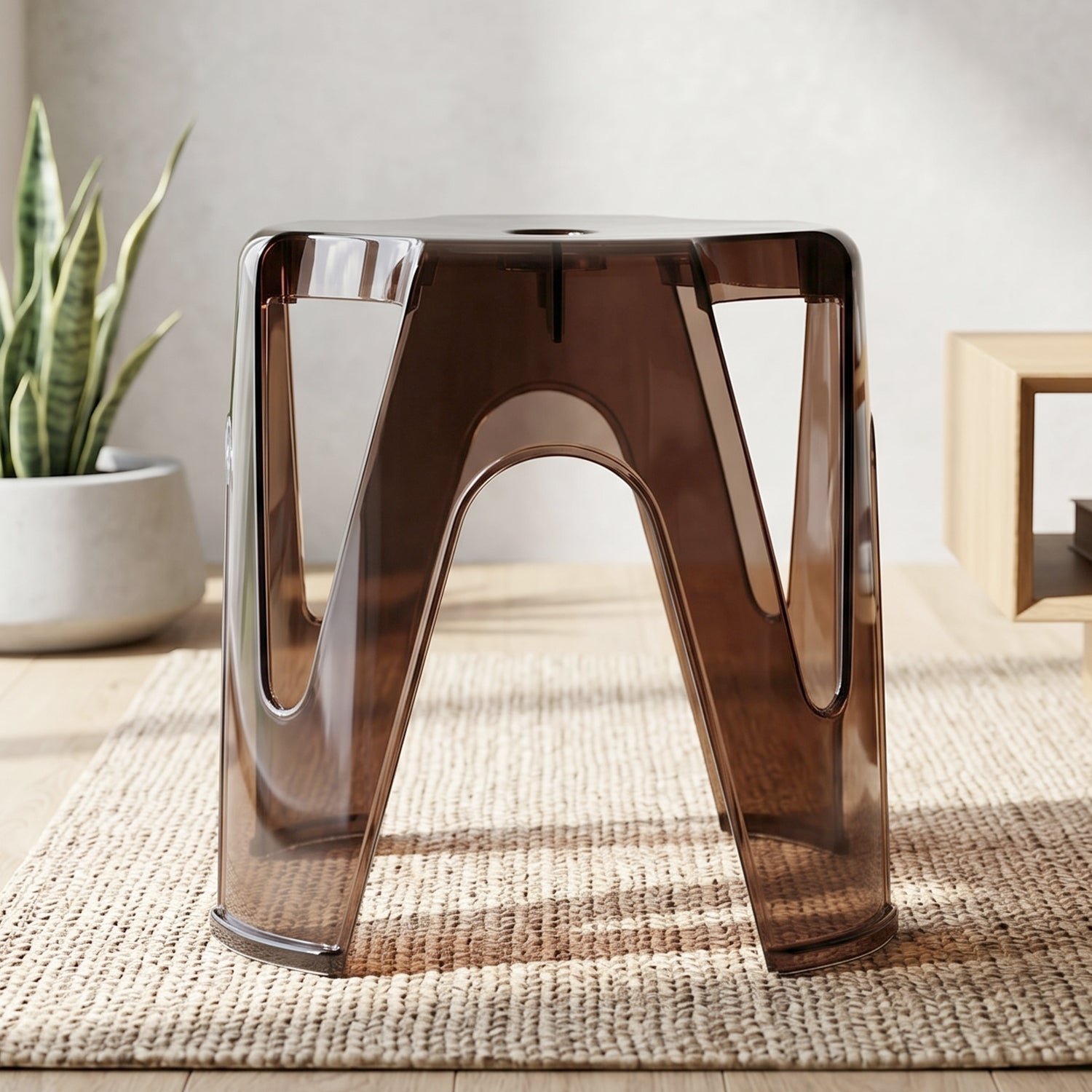 Transparent Plastic Stool Set – Indoor Outdoor Stackable 4 Pc - Image 4