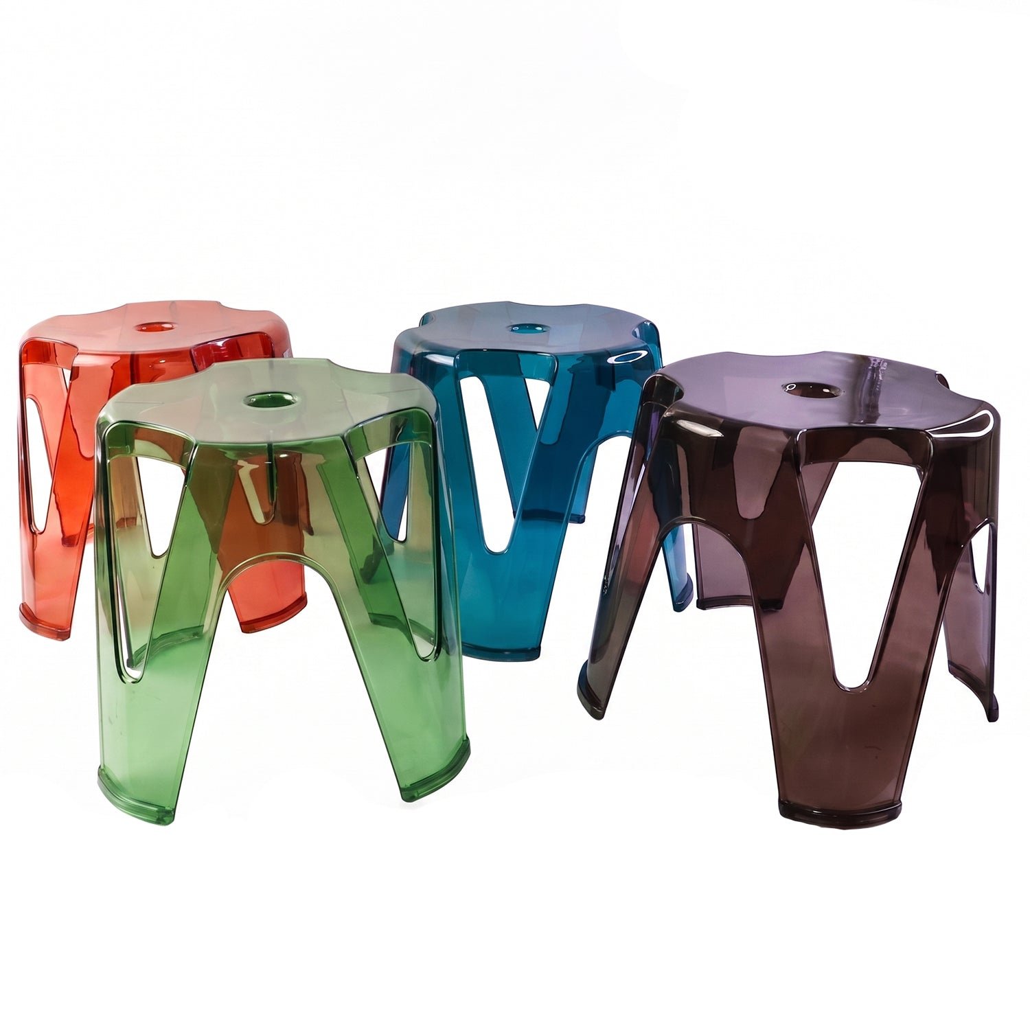 Transparent Plastic Stool Set – Indoor Outdoor Stackable 4 Pc - Image 5