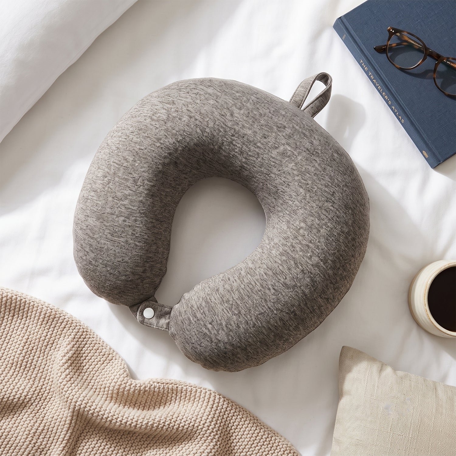 U Shaped Soft Travel Neck Pillow Grey Melange Head Neck Support (1 Pc) - Image 4