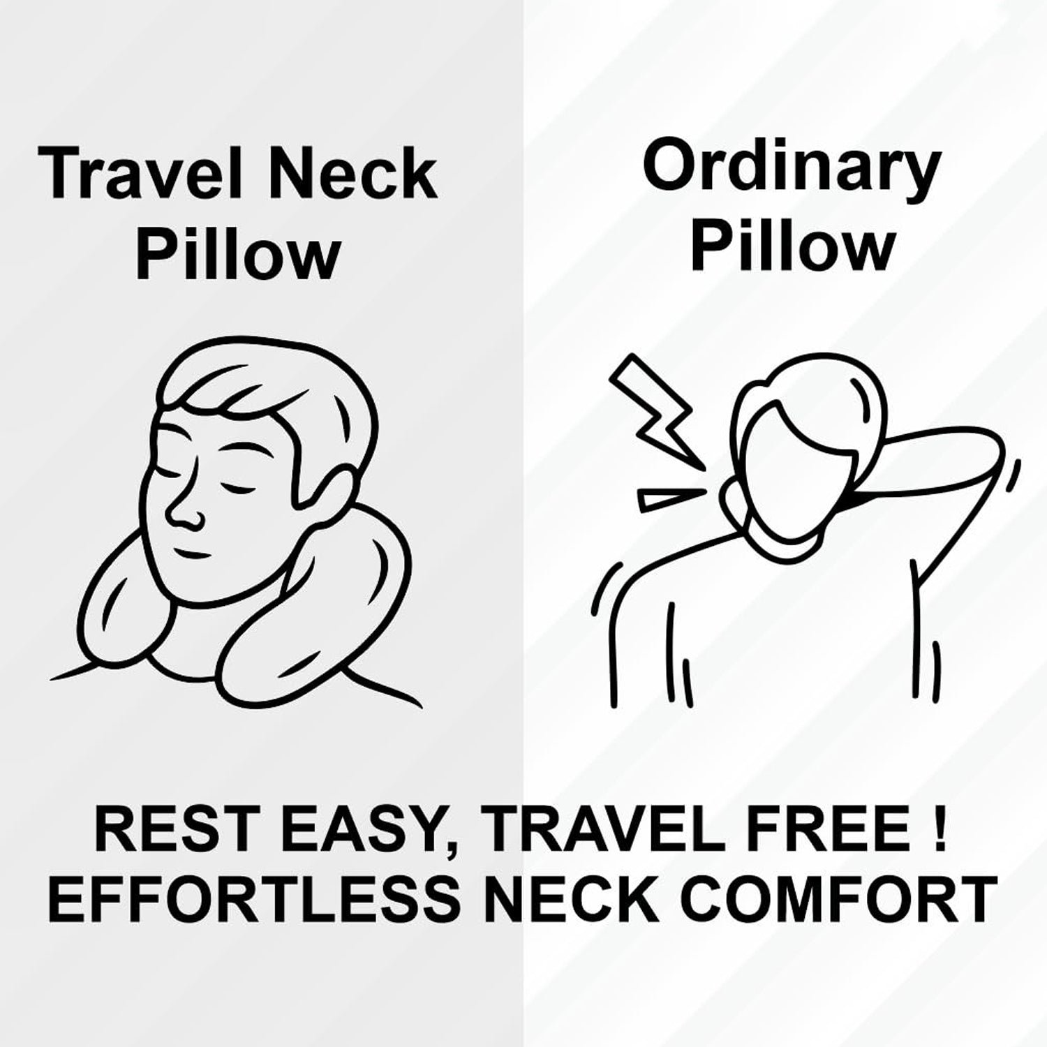 U-Shaped Travel Neck Pillow, Soft Comfortable Support Pillow with Snap Button (1 Pc) - Image 3