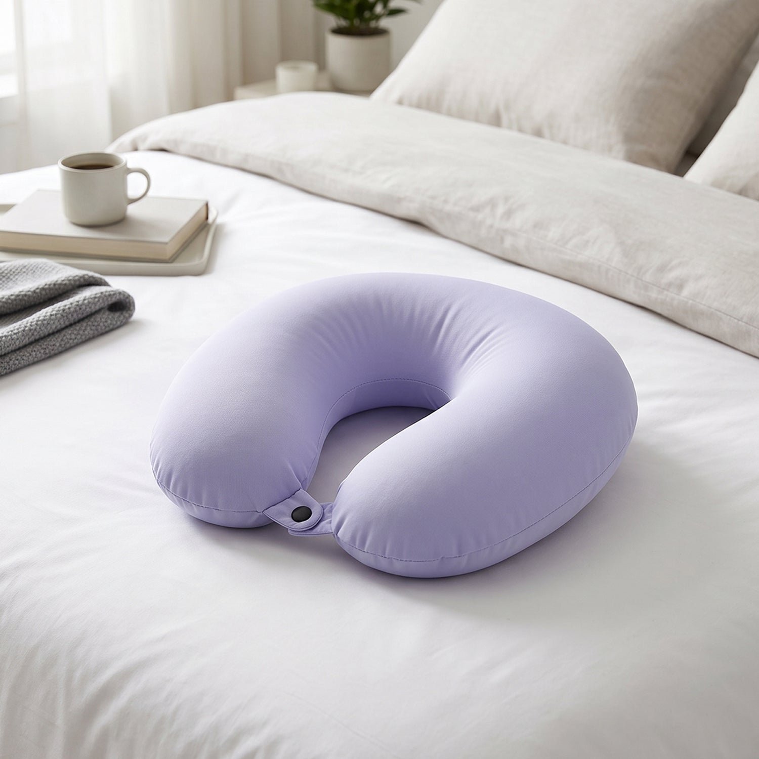 U-Shaped Travel Neck Pillow, Soft Comfortable Support Pillow with Snap Button (1 Pc) - Image 4