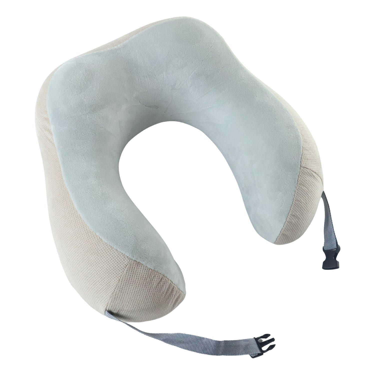 U Shaped Memory Foam Travel Neck Pillow Beige with Buckle Strap (1 Pc) - Image 5