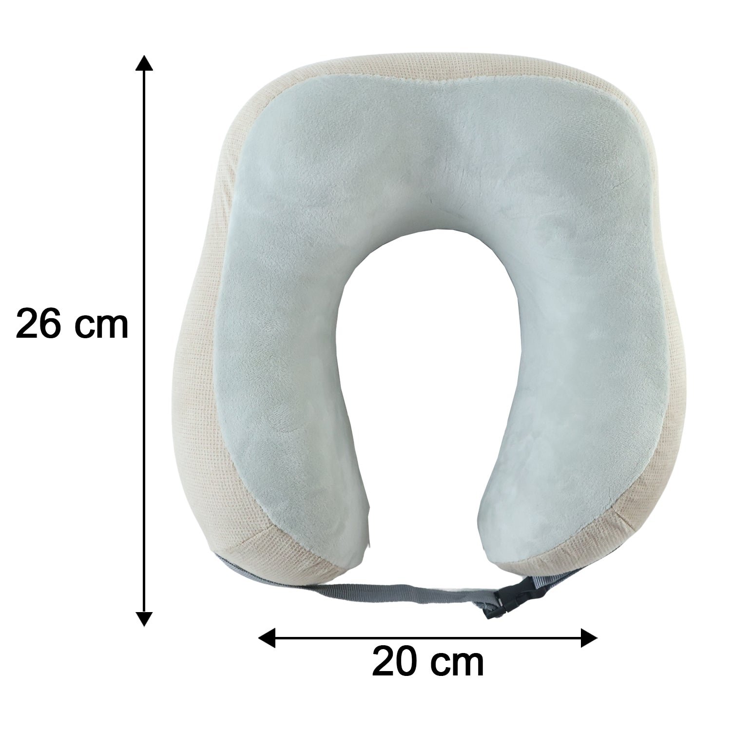 U Shaped Memory Foam Travel Neck Pillow Beige with Buckle Strap (1 Pc) - Image 6