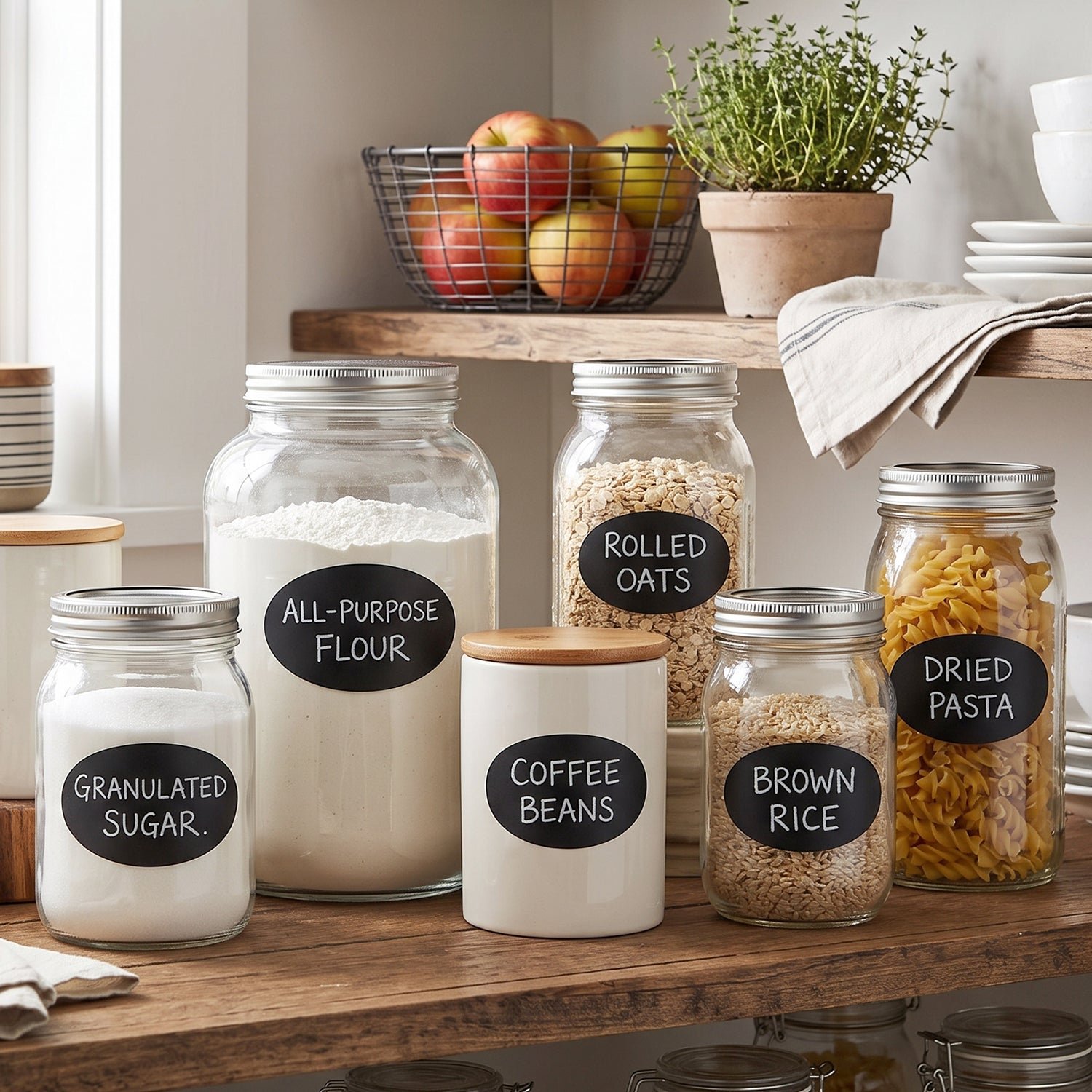 Oval Chalkboard Sticker Labels with Marker Pen, Reusable Jar Labels (1 Set) - Image 3
