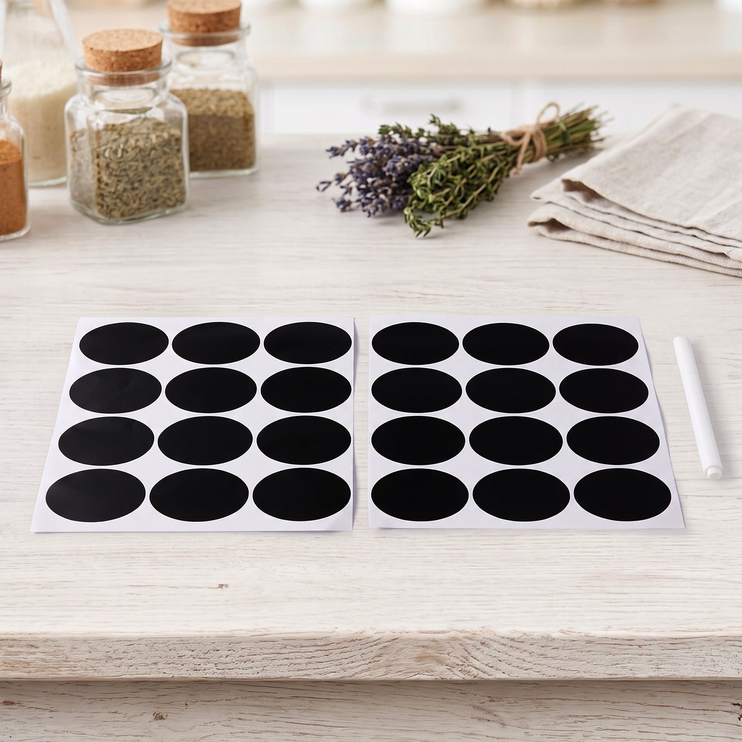 Oval Chalkboard Sticker Labels with Marker Pen, Reusable Jar Labels (1 Set) - Image 4