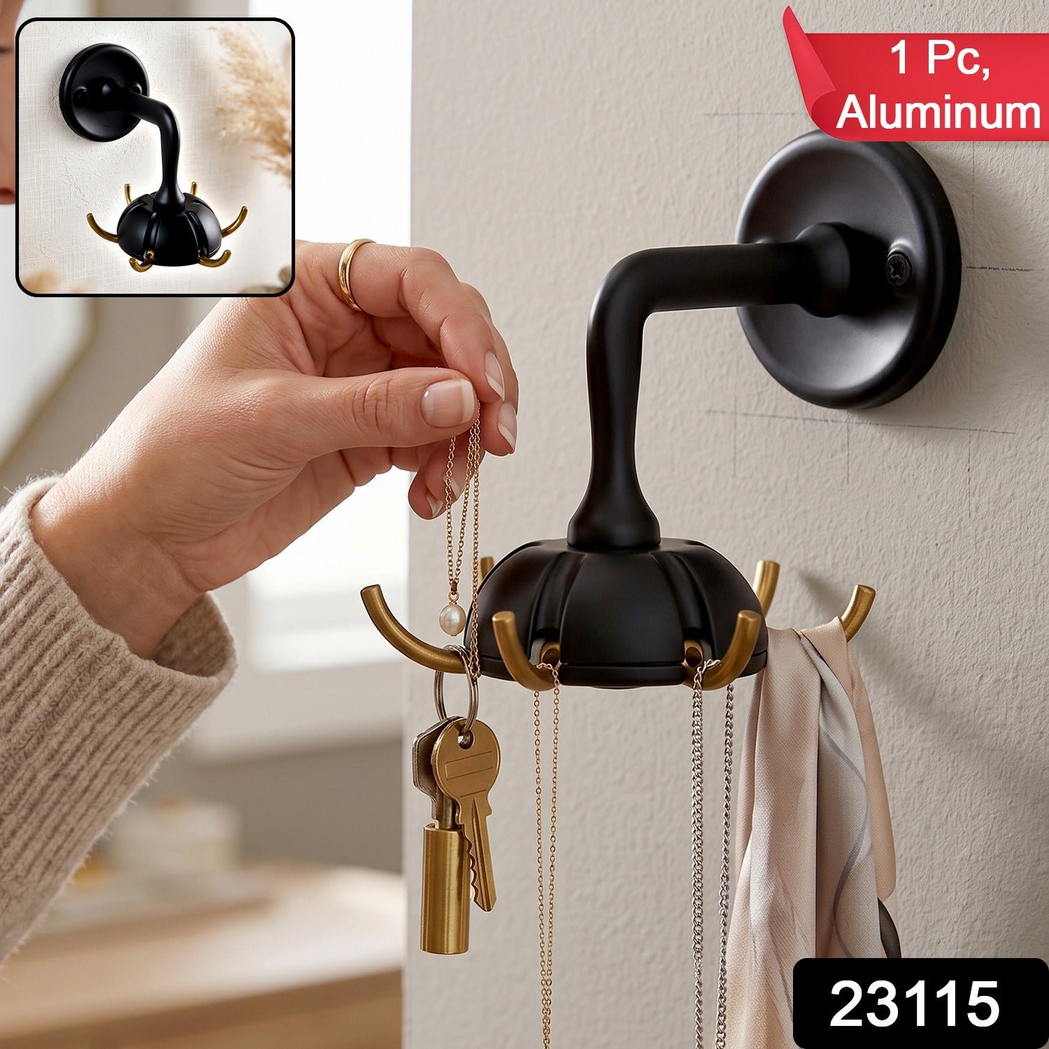 Heavy Duty Wall Mounted Multi Hook for Keys Bags Clothes Jewellery (1 Pc) - Image 2