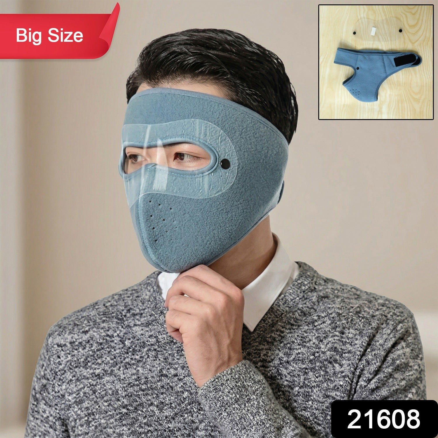 Reusable Anti Fog Face Mask – Big Size with Eye Shield for Safety - Image 2