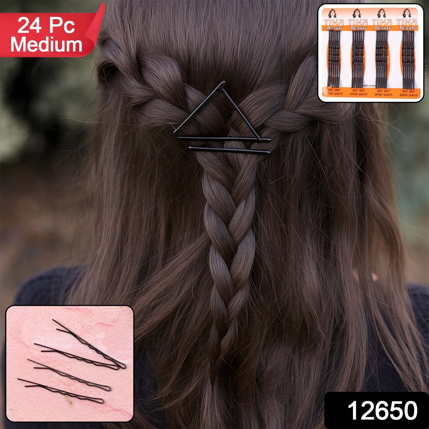 Medium Black Hair Bobby Pins – Strong Non-Slip Grip Set - Image 2